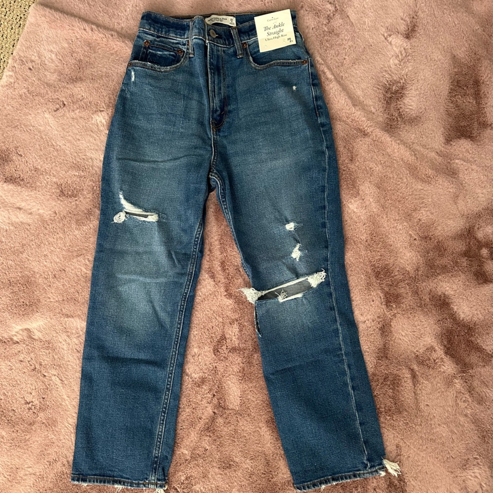 Abercrombie & Fitch Ultra High Rise Ankle Jeans - Blue